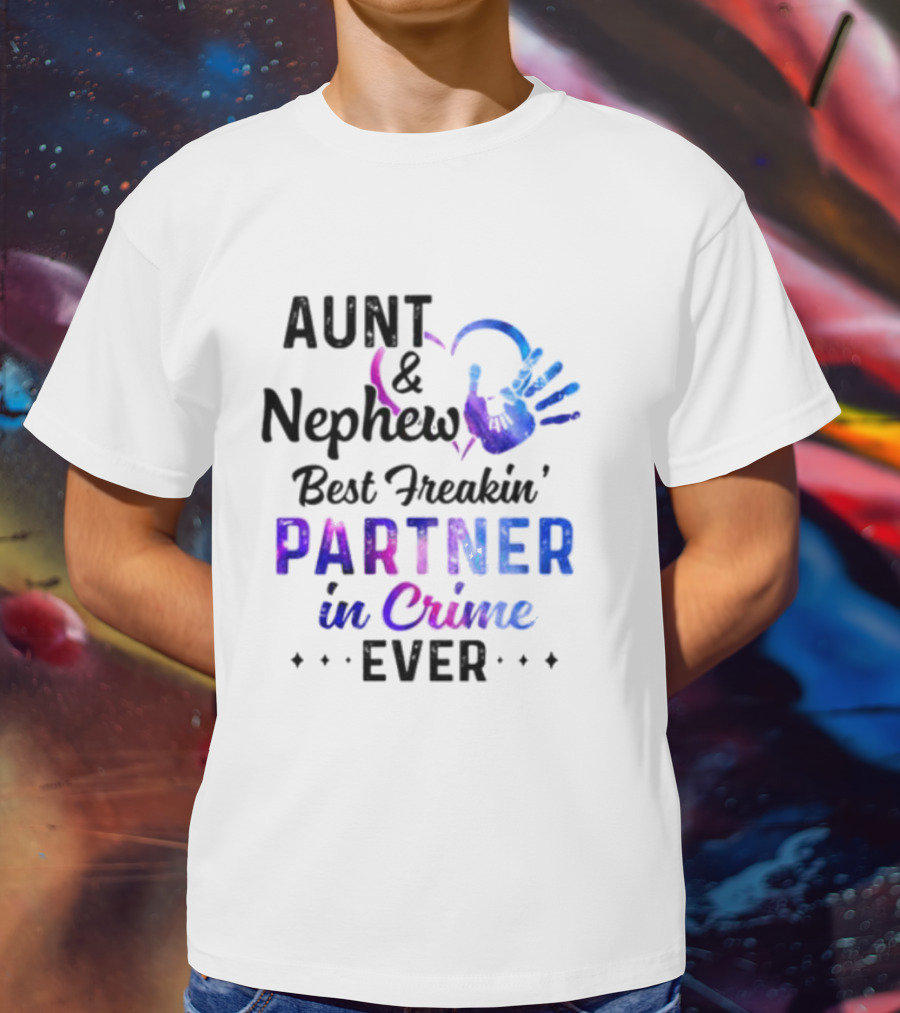 Aunt And Nephew Best Freakin’ Partner In Crime Ever Handprint Heart T-Shirt