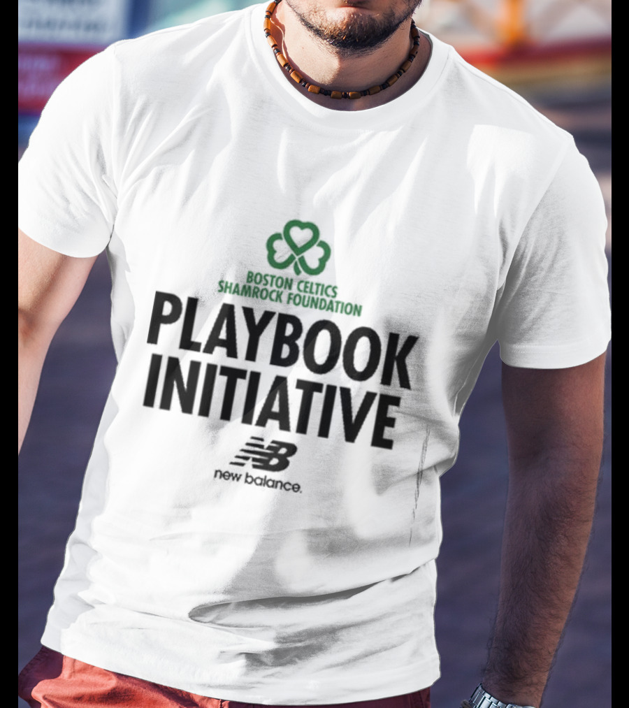 Boston Celtics Shamrock Foundation Playbook Initiative New Balance T-Shirt
