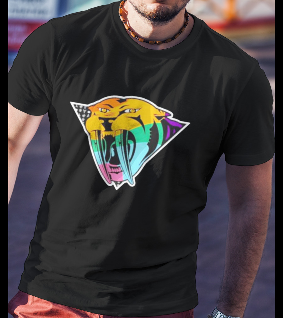 Landon Matney Nashville Predators Pride Rainbow Tiger T-Shirt