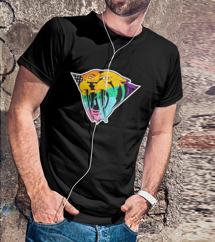 Landon Matney Nashville Predators Pride Rainbow Tiger T-Shirt