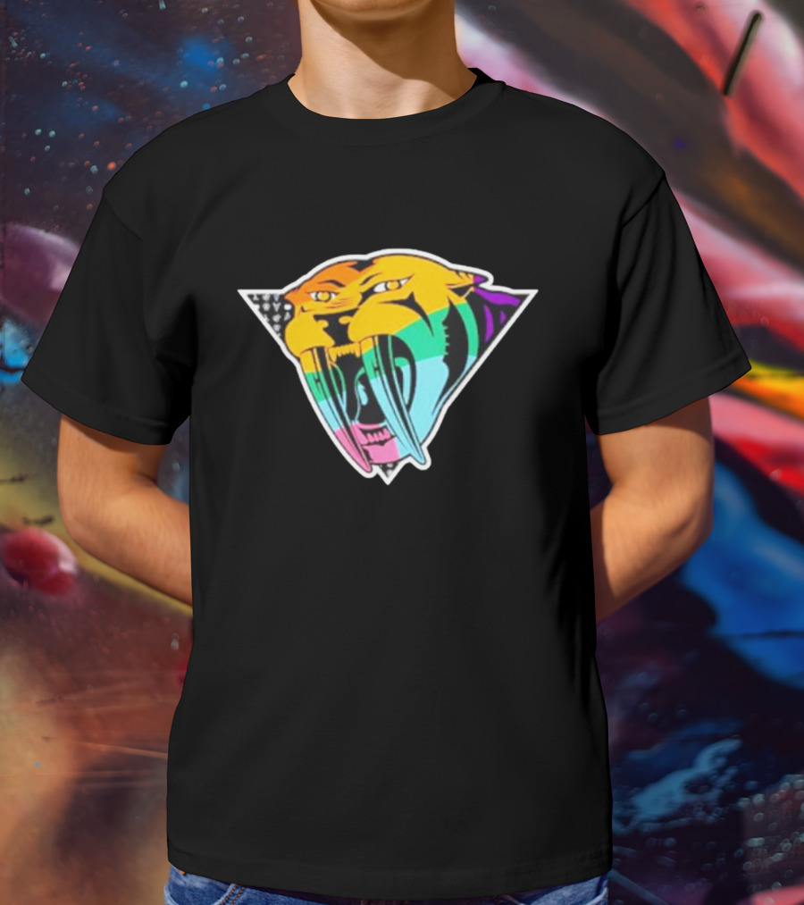 Landon Matney Nashville Predators Pride Rainbow Tiger T-Shirt