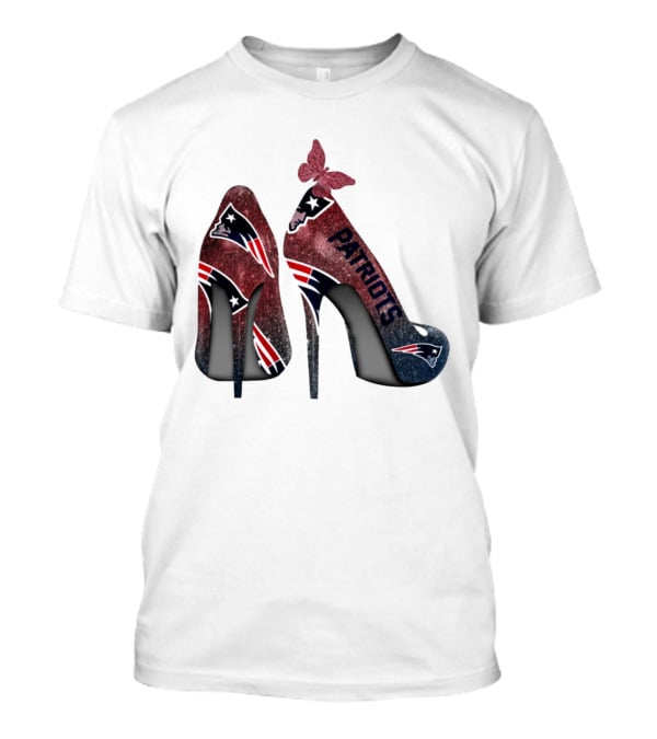 New England Patriots Glitter High Heel Butterfly T-Shirt