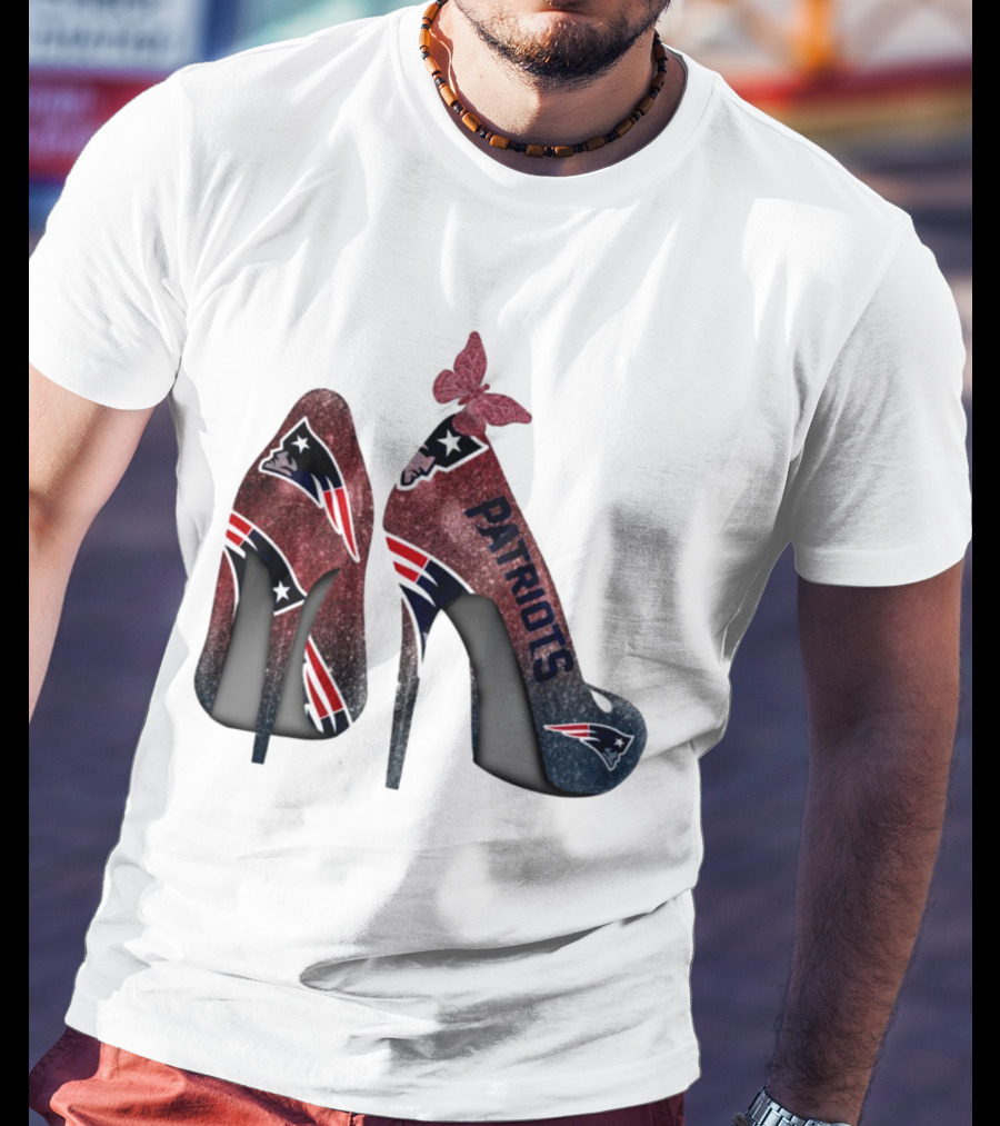 New England Patriots Glitter High Heel Butterfly T-Shirt