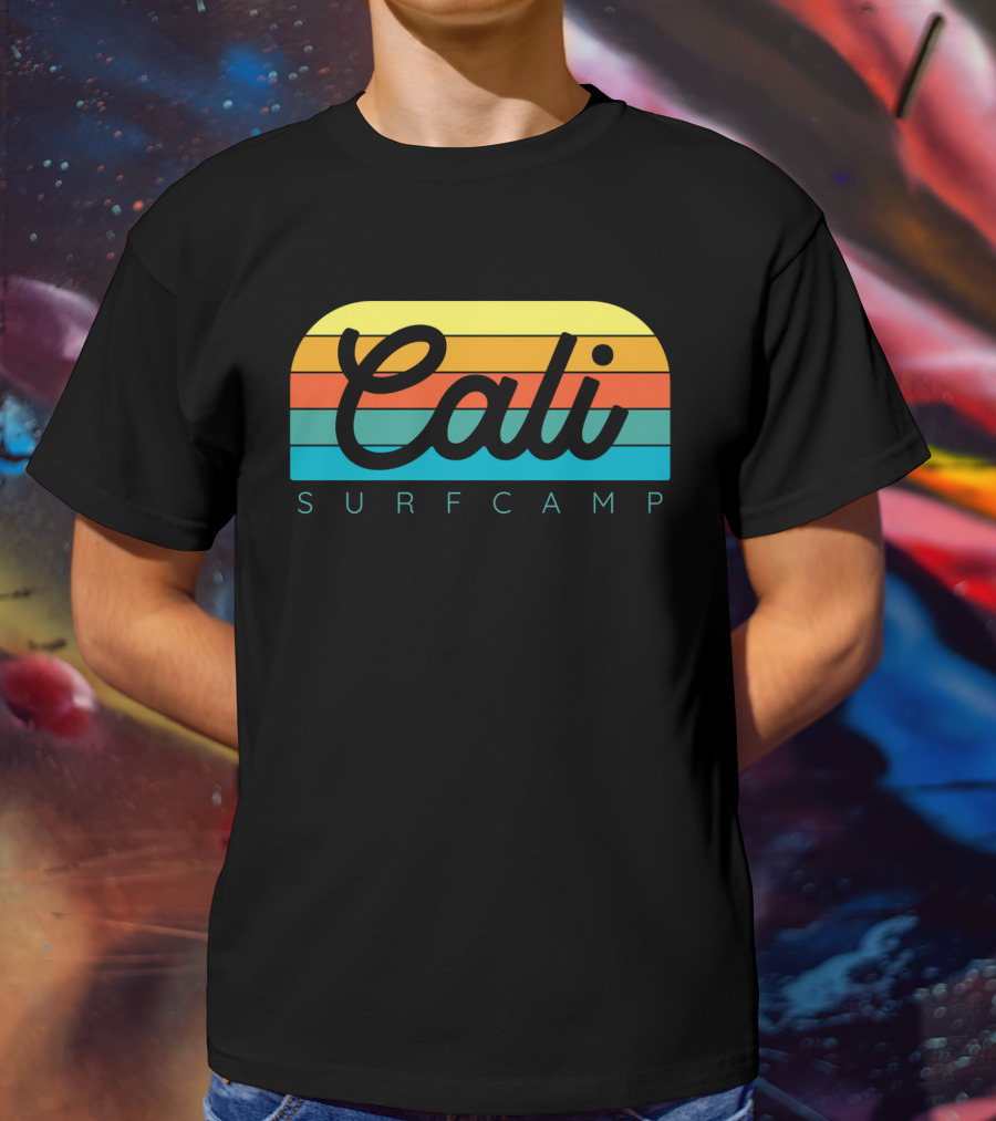 Cali Surf Camp Vintage Sunset Stripes T-Shirt