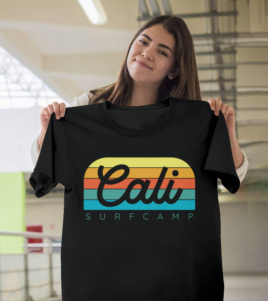 Cali Surf Camp Vintage Sunset Stripes T-Shirt