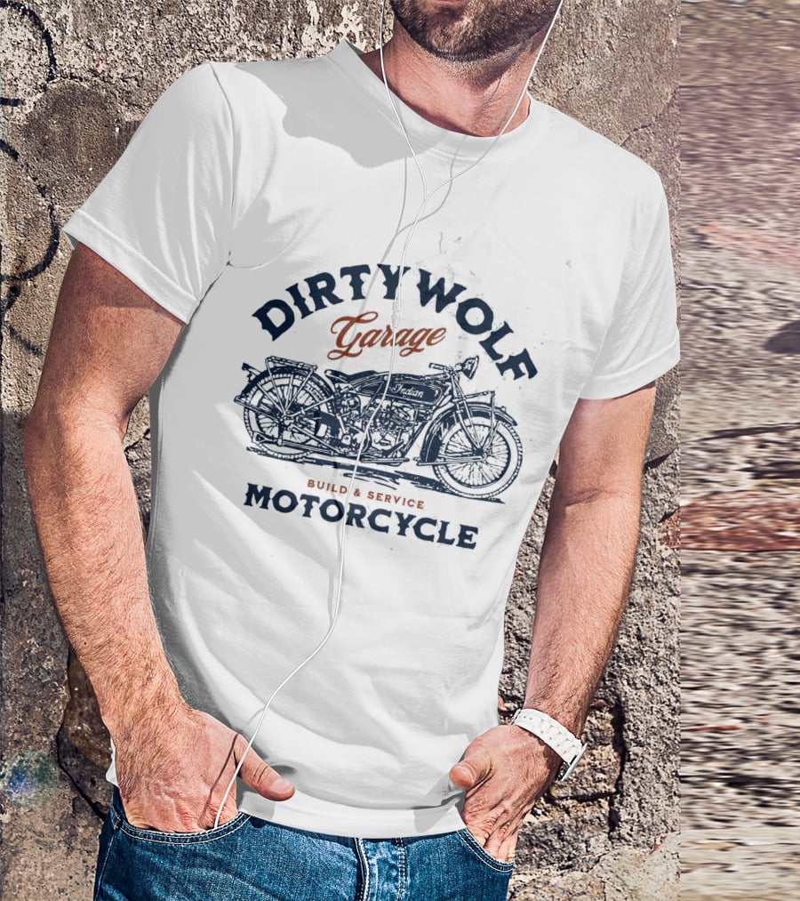 Dirtywolf Garage Motorcycle Build And Service T-Shirt