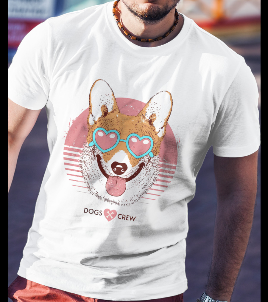 Dogs Crew Heart Sunglasses Cute Animal T-Shirt
