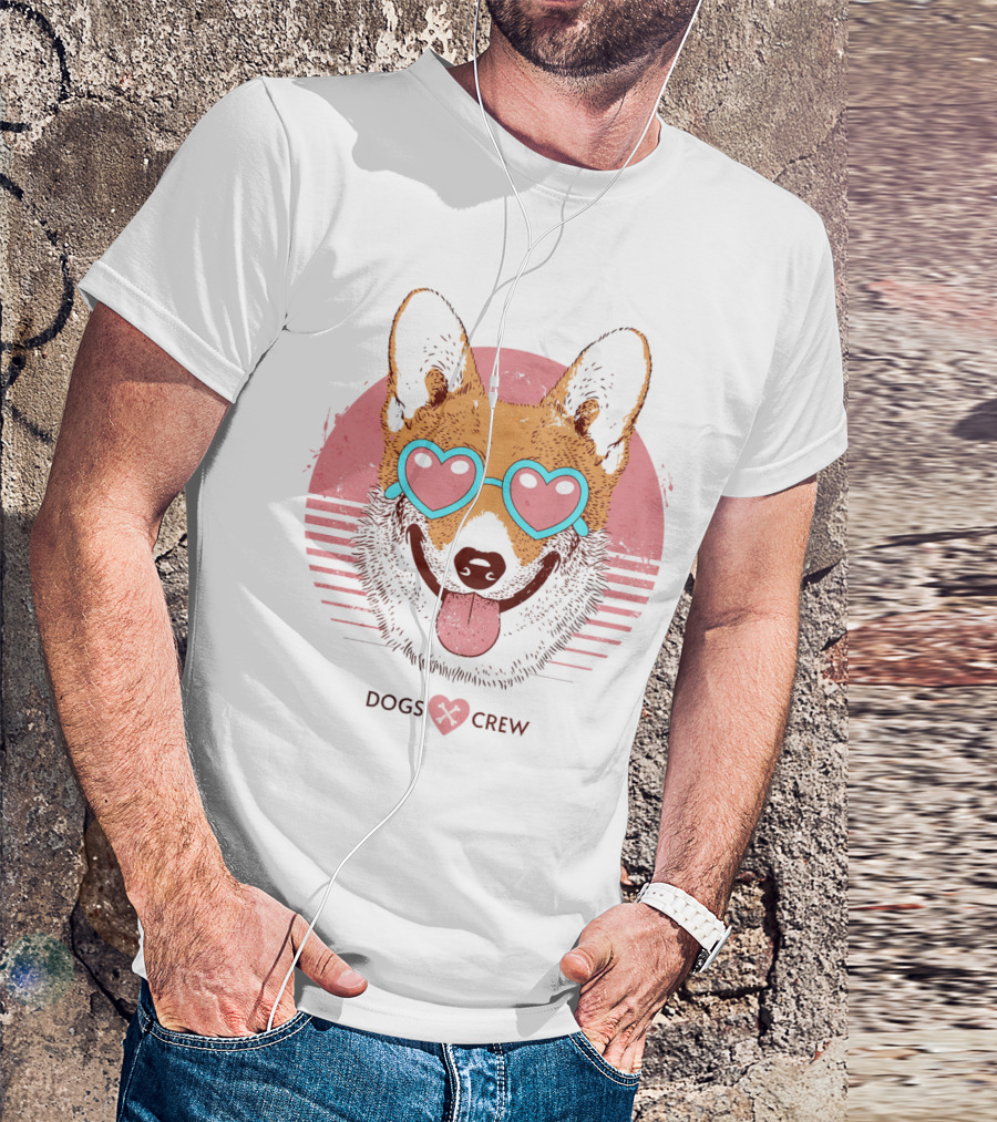 Dogs Crew Heart Sunglasses Cute Animal T-Shirt