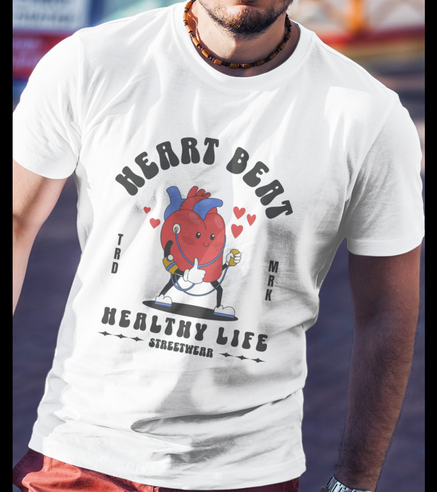 Heart Beat Groovy Healthy Life Streetwear T-Shirt