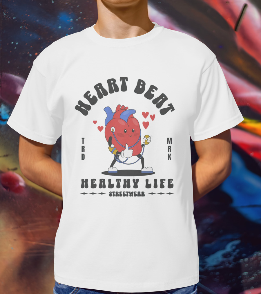 Heart Beat Groovy Healthy Life Streetwear T-Shirt
