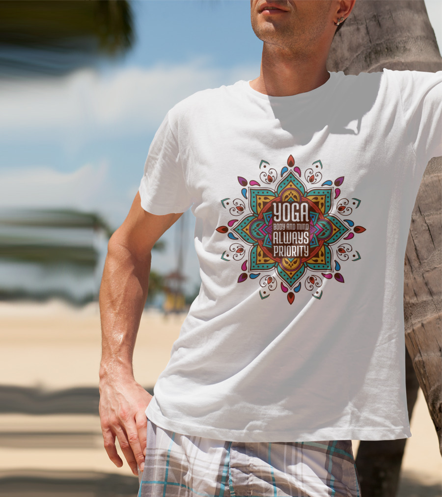 Mandala Yoga Happiness Within Always A Priority T-Shirt