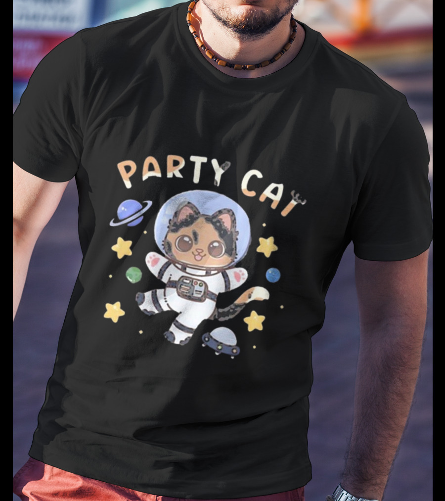 Party Cat Astronaut Space Adventure By Byndo Gehk T-Shirt