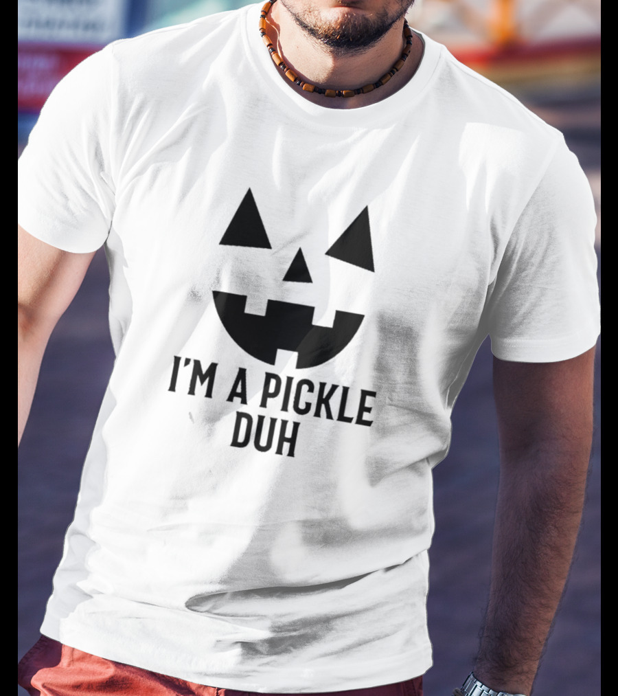 I'm A Pickle Duh Halloween Jack-O'-Lantern Face T-Shirt