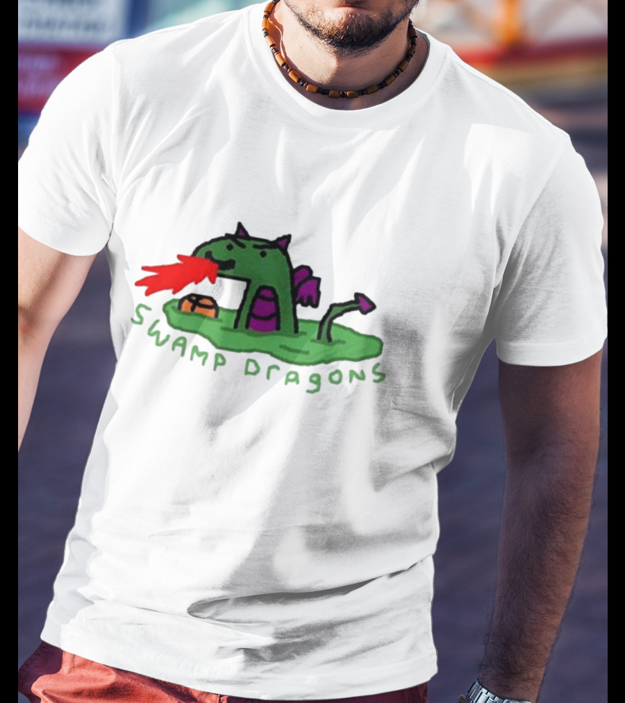 Swamp Dragons Playful Fire-Breathing Cartoon T-Shirt