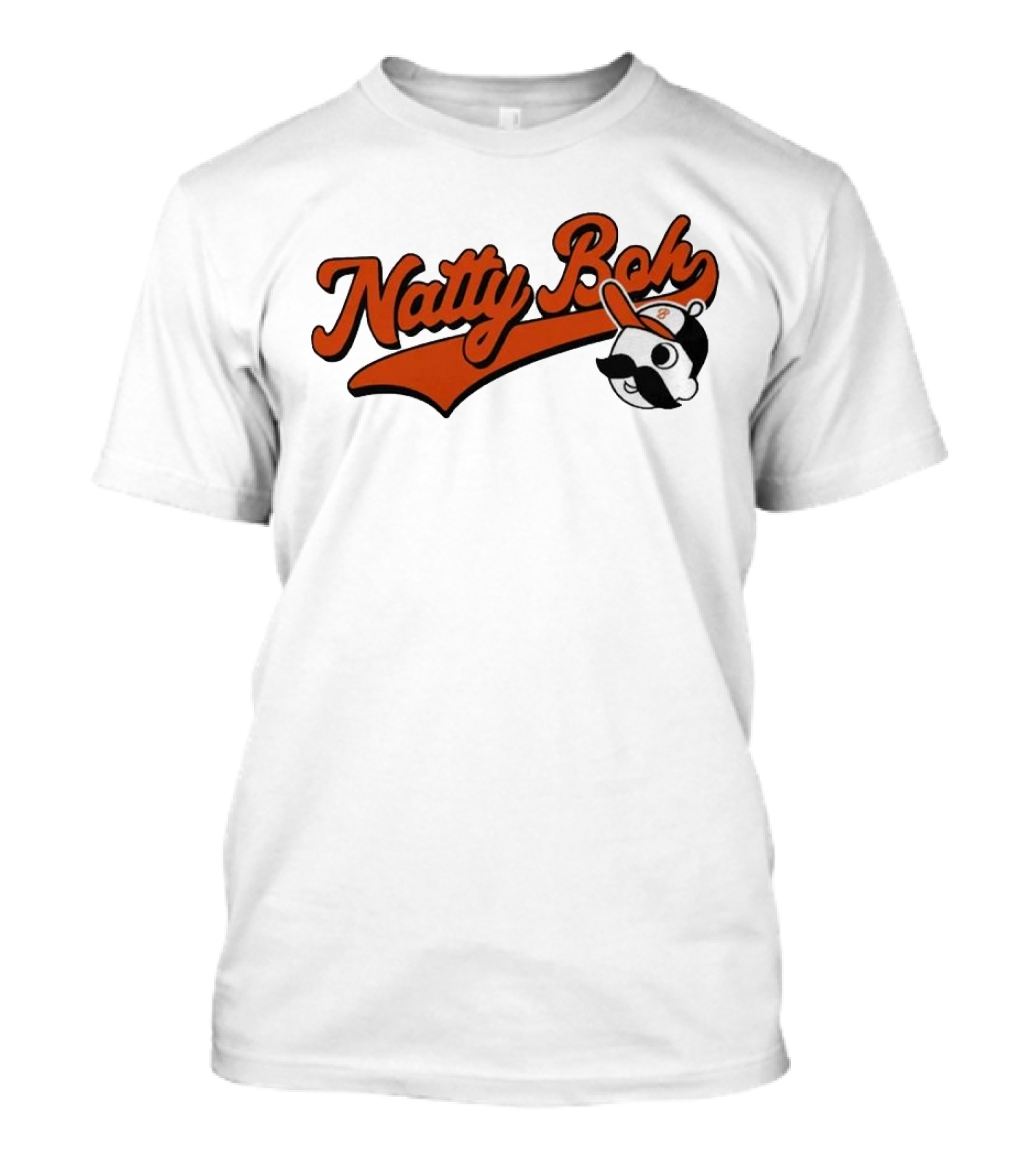 Natty Boh National Bohemian Mustache Character With Baseball Hat T-Shirt