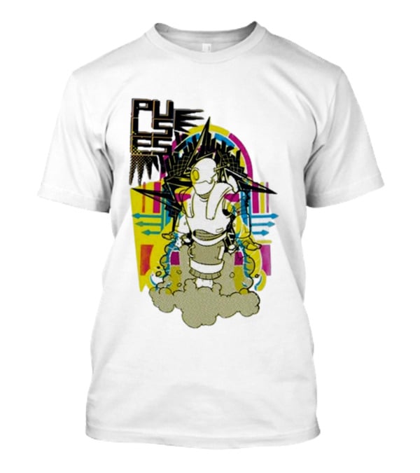 Pulses Futuristic Robot With Colorful Abstract Geometric Background T-Shirt