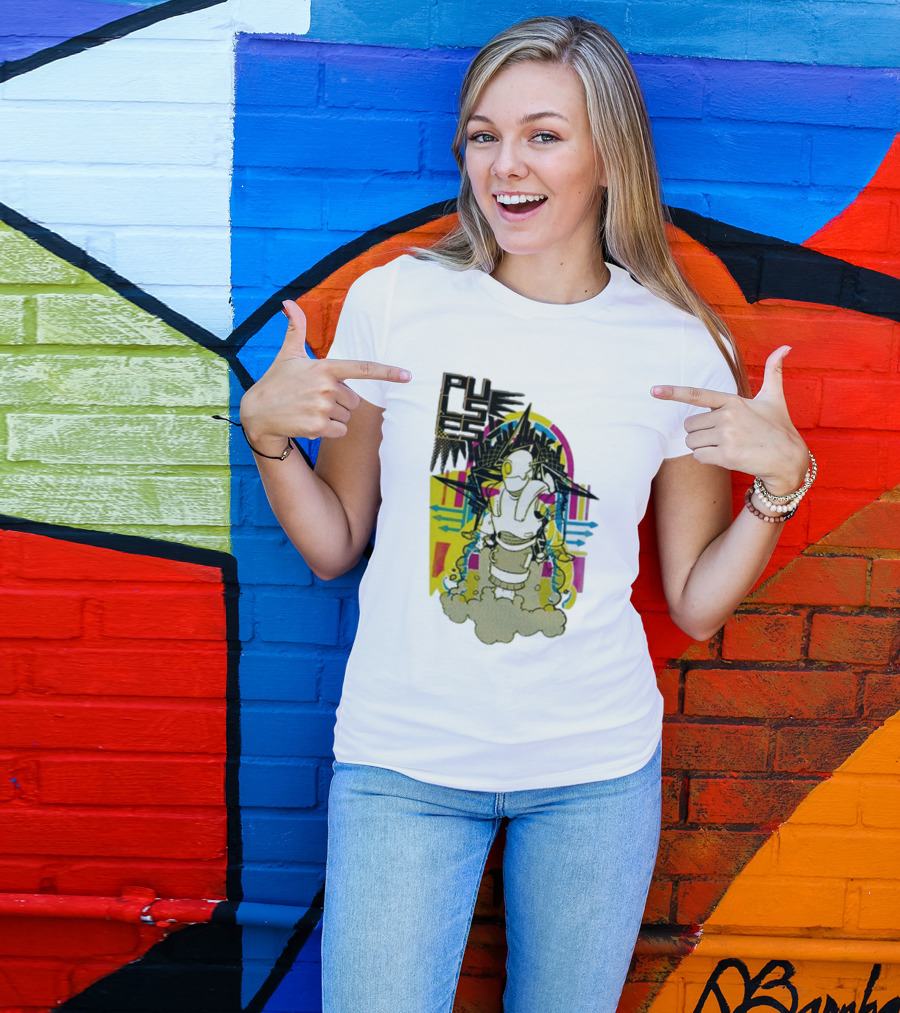 Pulses Futuristic Robot With Colorful Abstract Geometric Background T-Shirt