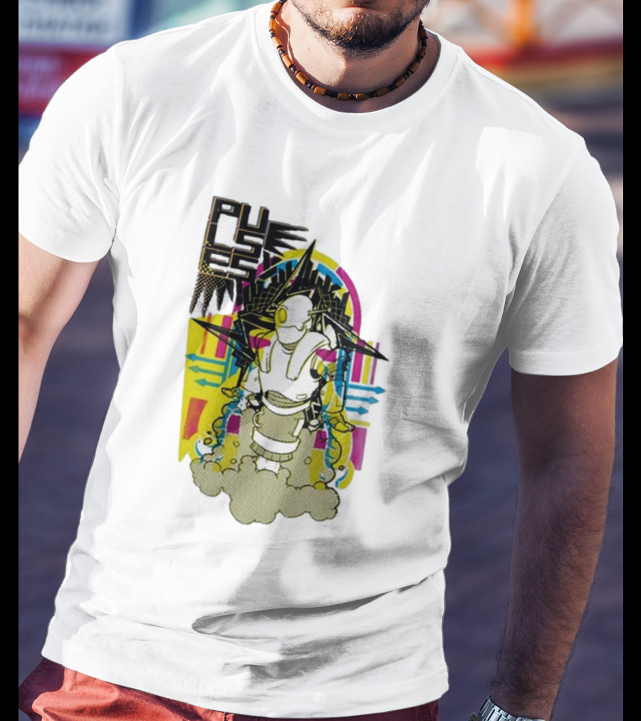Pulses Futuristic Robot With Colorful Abstract Geometric Background T-Shirt