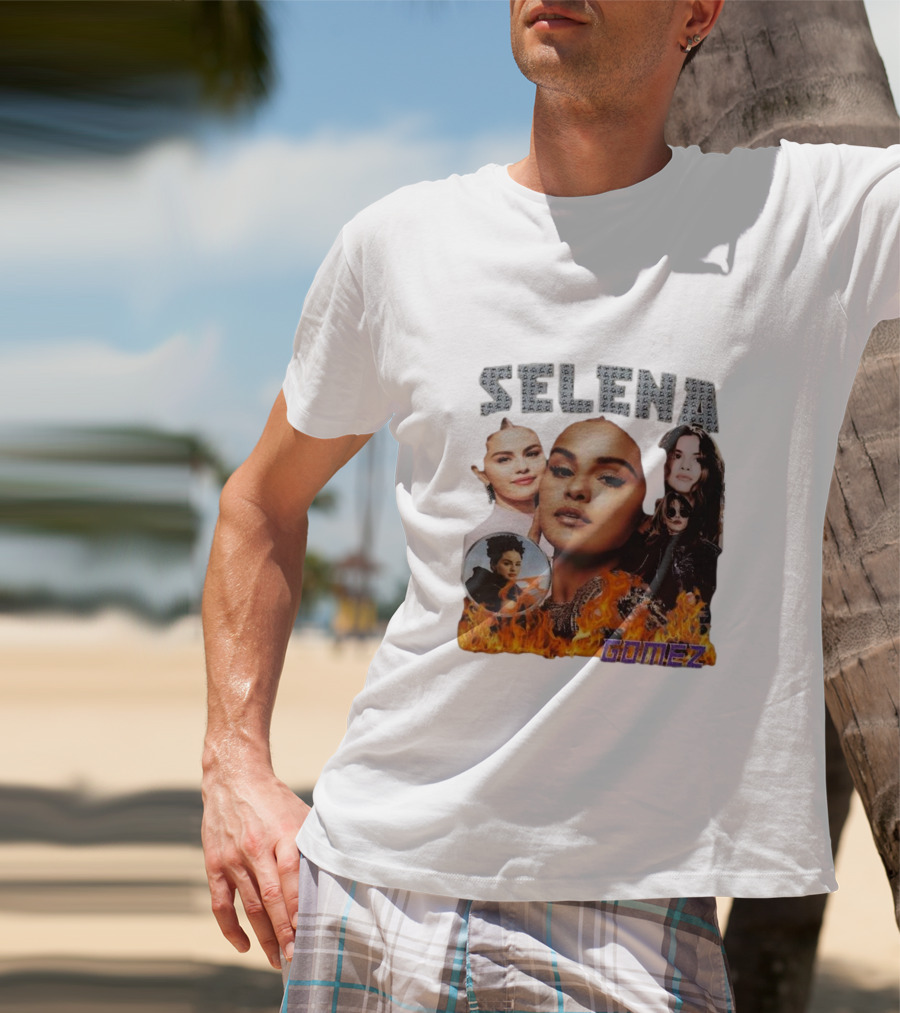 Selena Gomez Flame Collage Homage T-Shirt