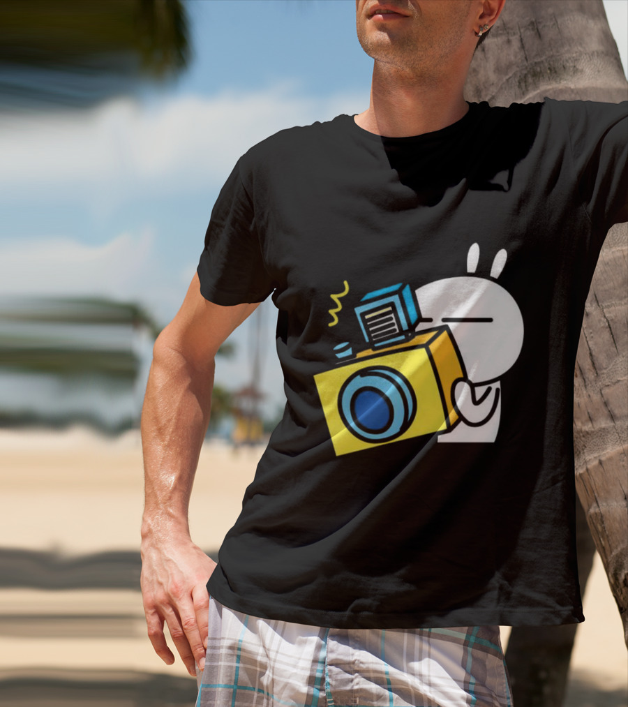 Tuzki Rabbit Camera Cartoon Character Photography T-Shirt
