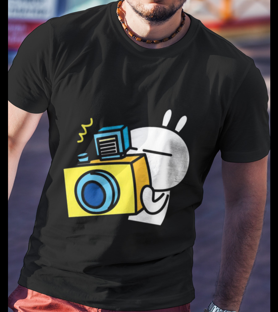 Tuzki Rabbit Camera Cartoon Character Photography T-Shirt