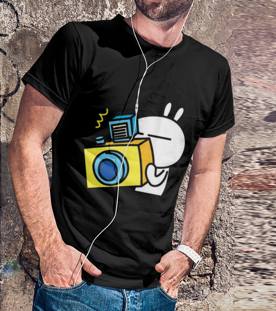 Tuzki Rabbit Camera Cartoon Character Photography T-Shirt