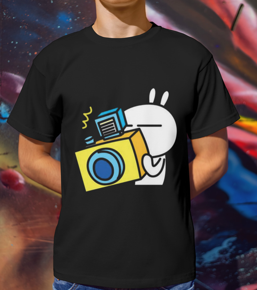Tuzki Rabbit Camera Cartoon Character Photography T-Shirt