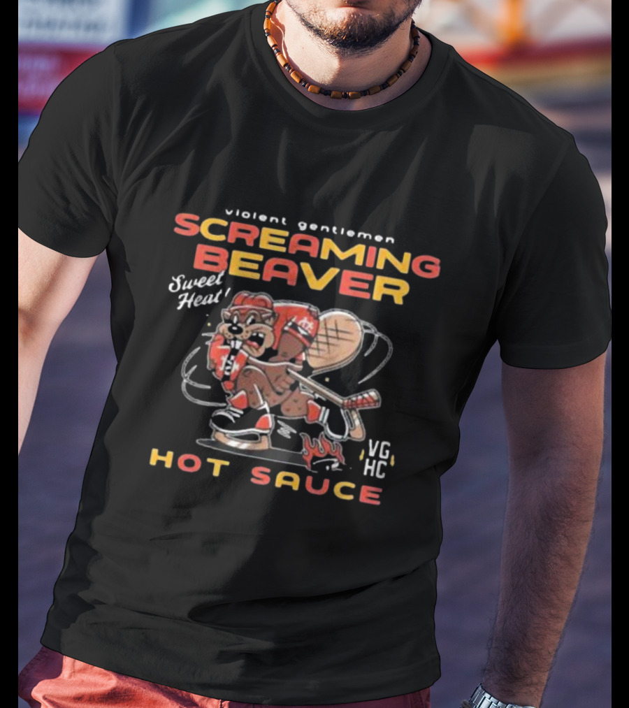 Violent Gentlemen Screaming Beaver Sweet Heat VGHC Hot Sauce T-Shirt