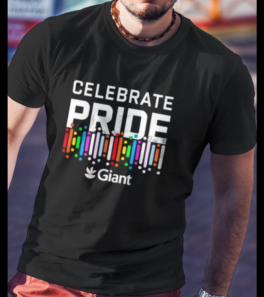 Celebrate Pride Giant Logo With Vibrant Rainbow Bars T-Shirt
