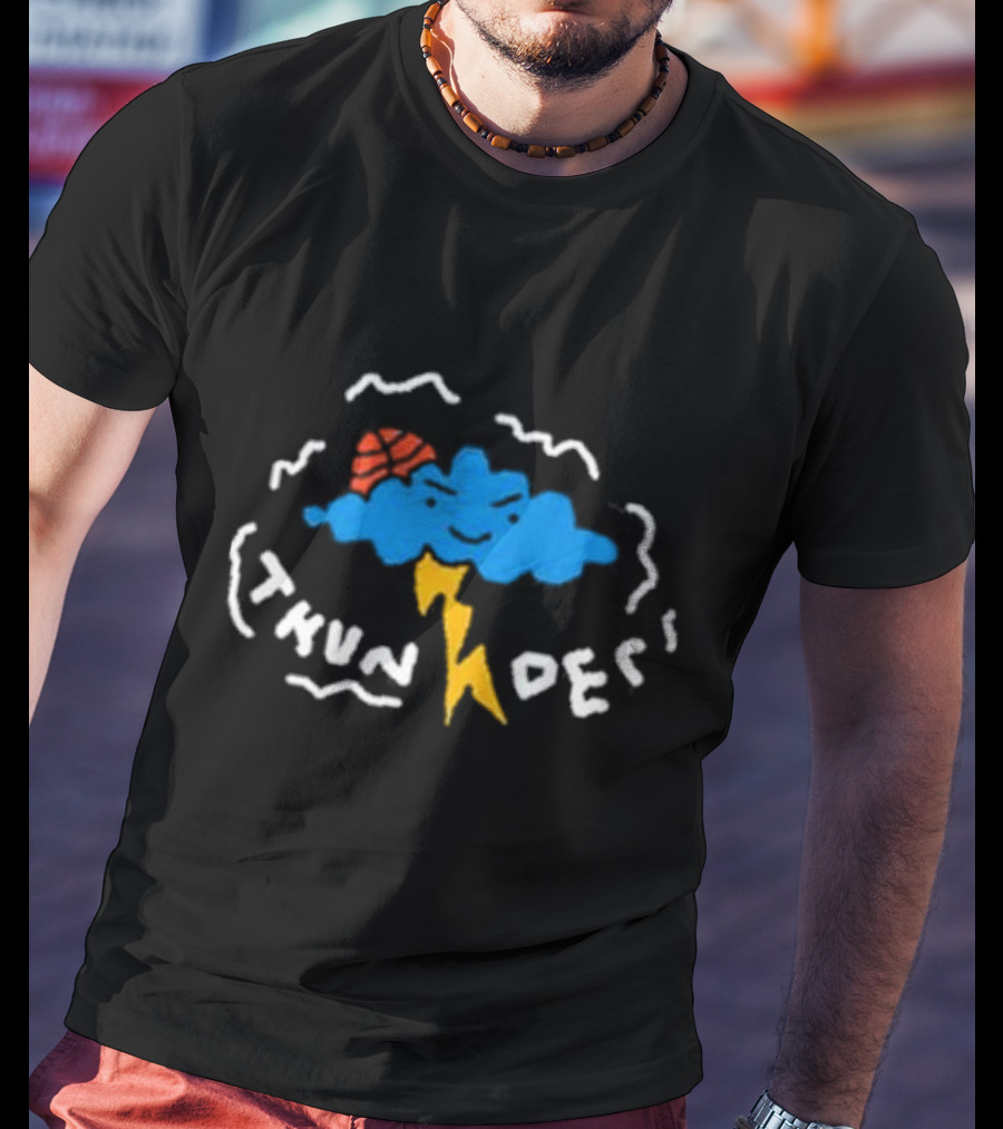 NBA Thunder Cloud Basketball Lightning Logo Redesign T-Shirt