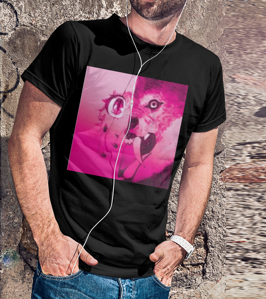 Dead On The Scene Wolf And Anime Girl Pink Contrast T-Shirt