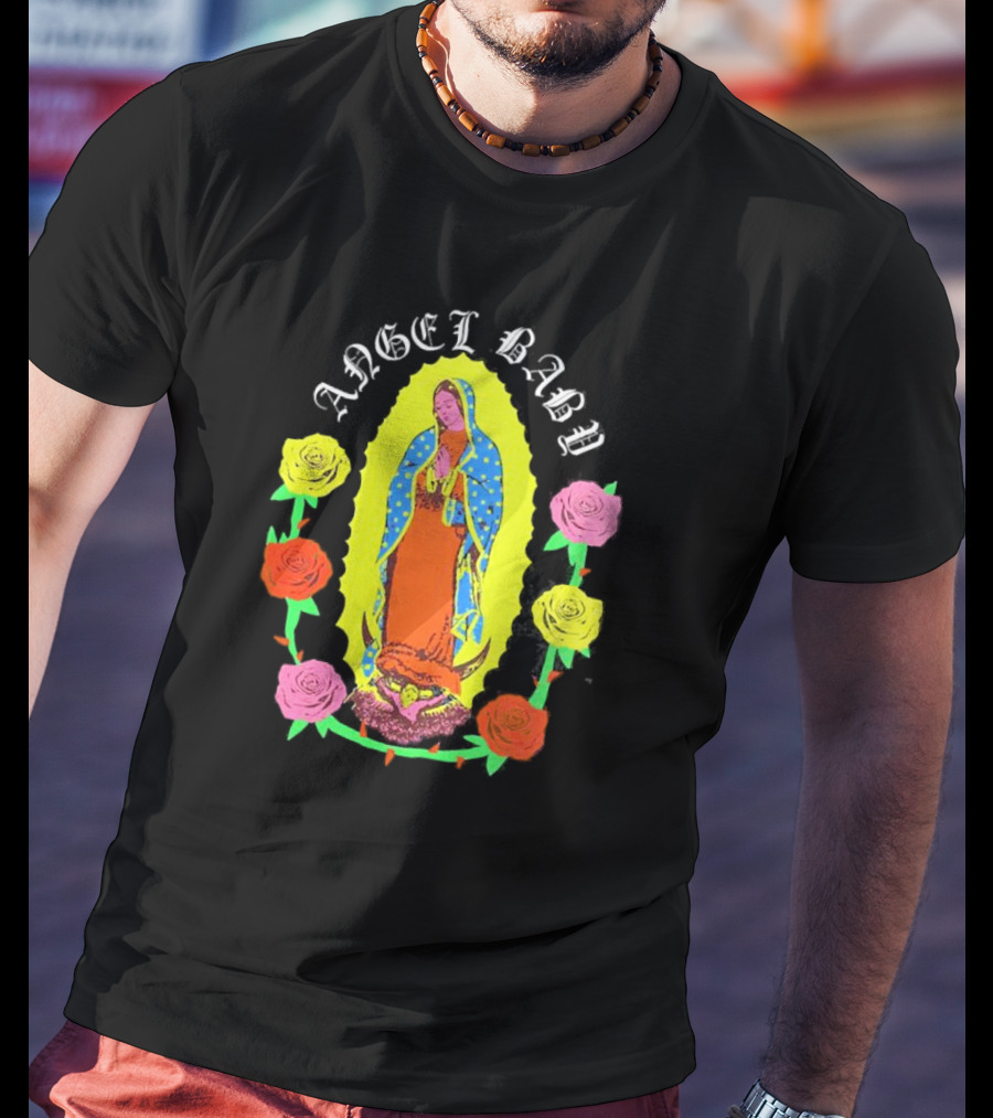 ANGEL BABY VIRGEN WITH COLORFUL ROSES T-Shirt