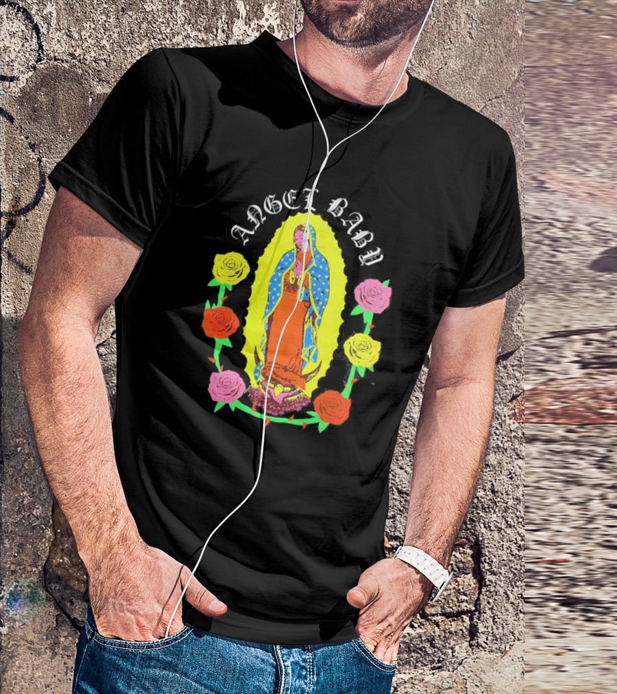 ANGEL BABY VIRGEN WITH COLORFUL ROSES T-Shirt