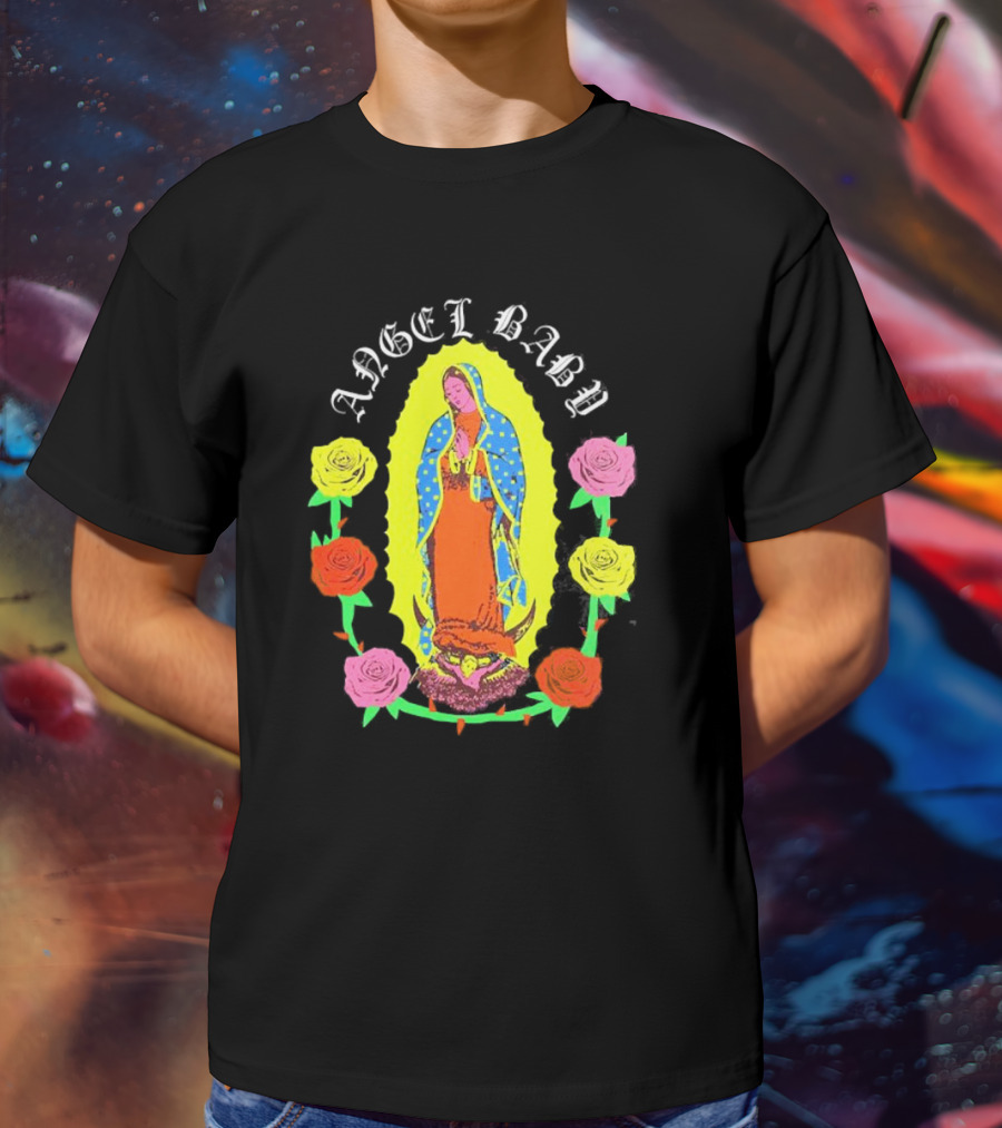 ANGEL BABY VIRGEN WITH COLORFUL ROSES T-Shirt