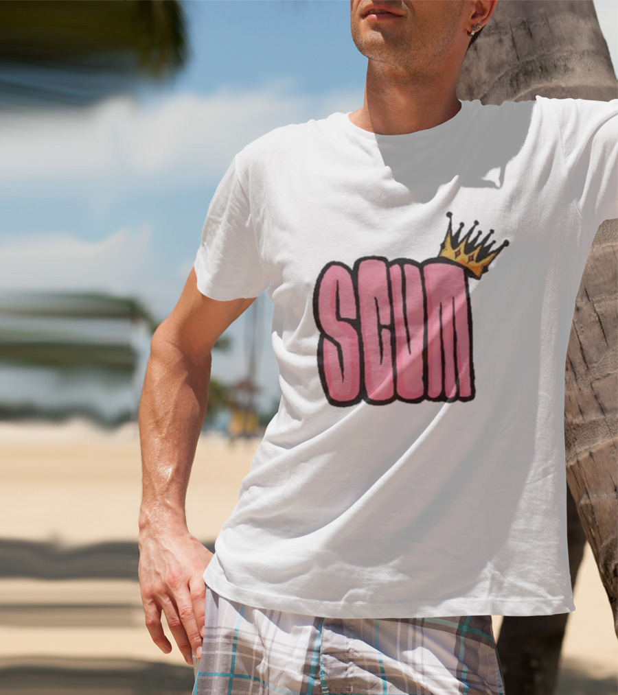 SCUM Pink Text With Gold Crown T-Shirt