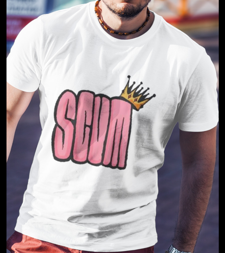 SCUM Pink Text With Gold Crown T-Shirt