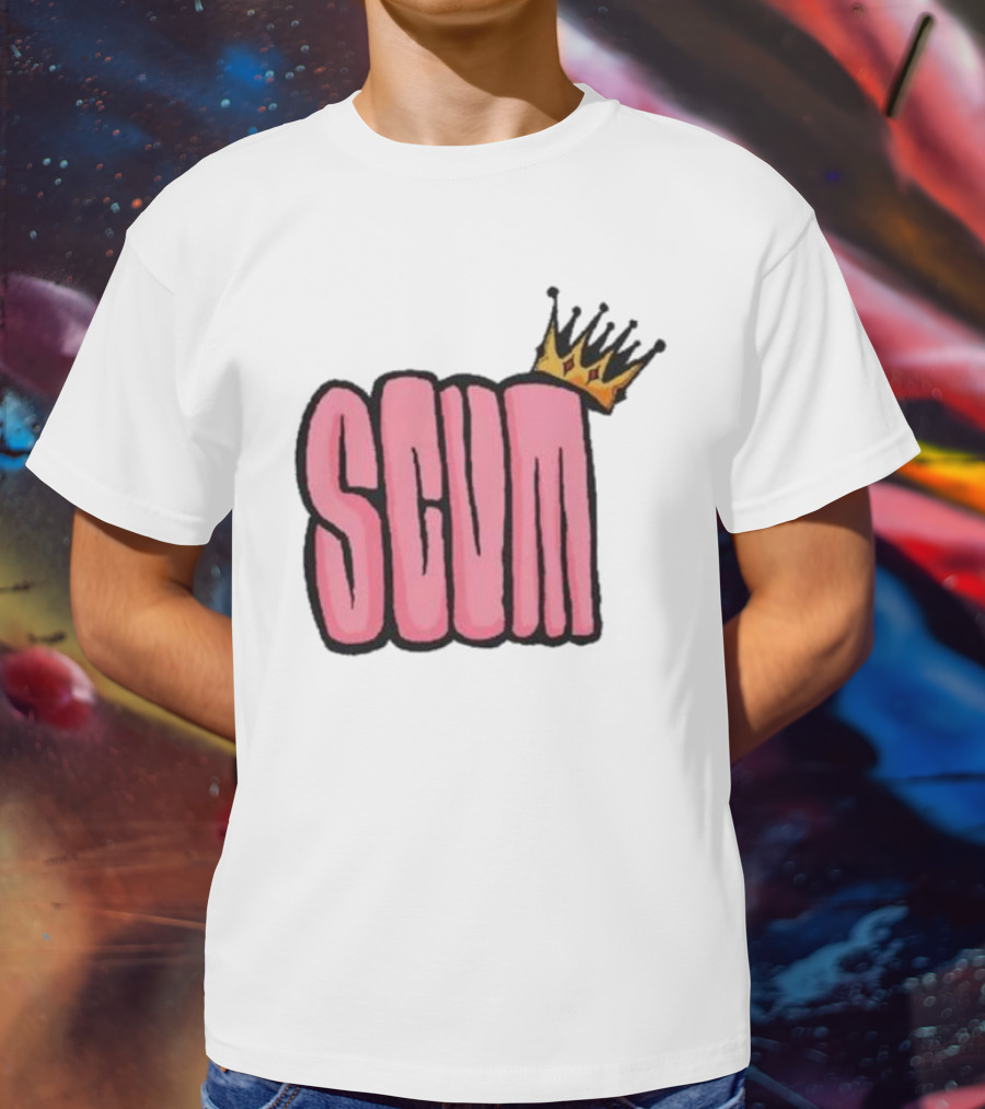 SCUM Pink Text With Gold Crown T-Shirt