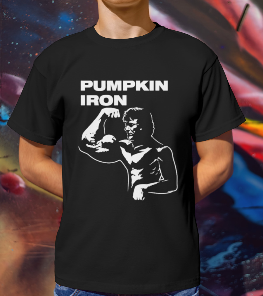 Pumpkin Iron Bodybuilder Flexing Muscles T-Shirt
