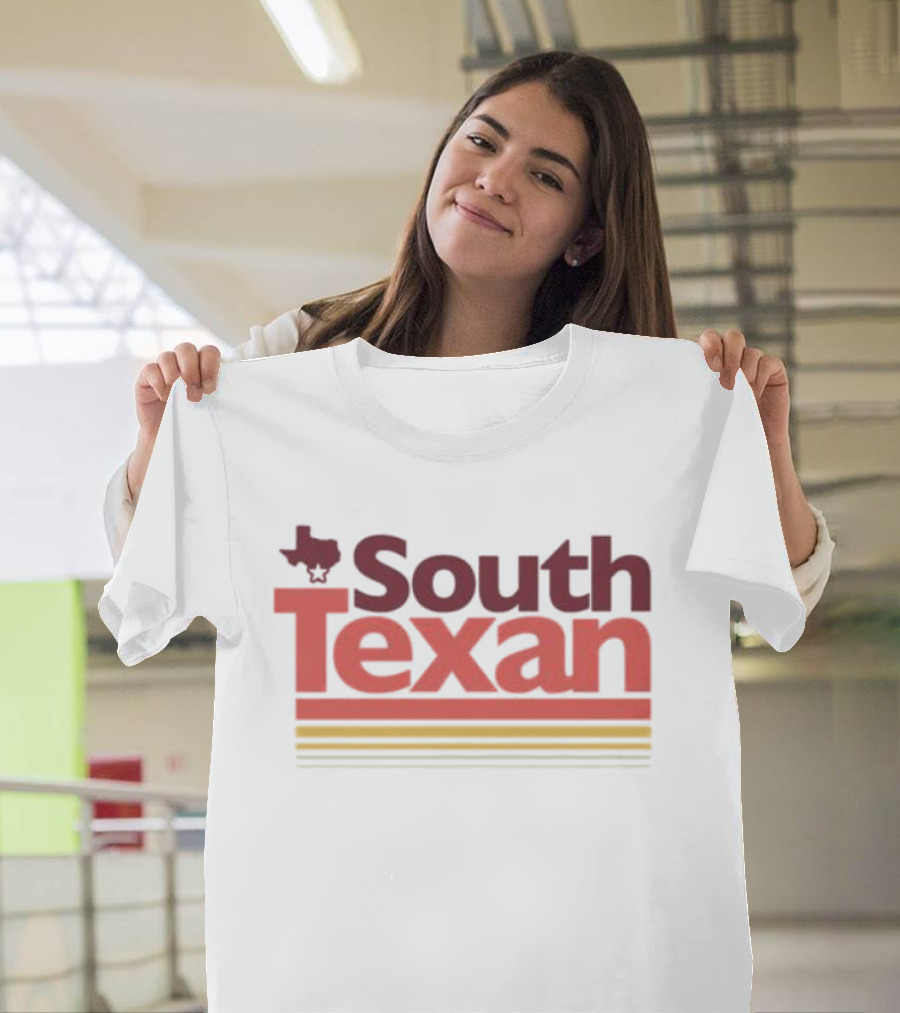 South Texan Retro Style With Texas Map Icon And Striped Accents T-Shirt
