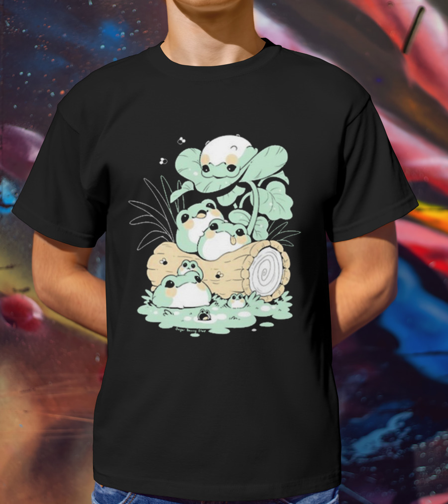 Sugar Bunny Shop Blob Frogs Log T-Shirt
