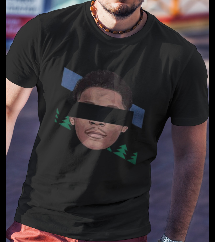 Dearbball Ant-Man Face With Blue And Green Stripes T-Shirt