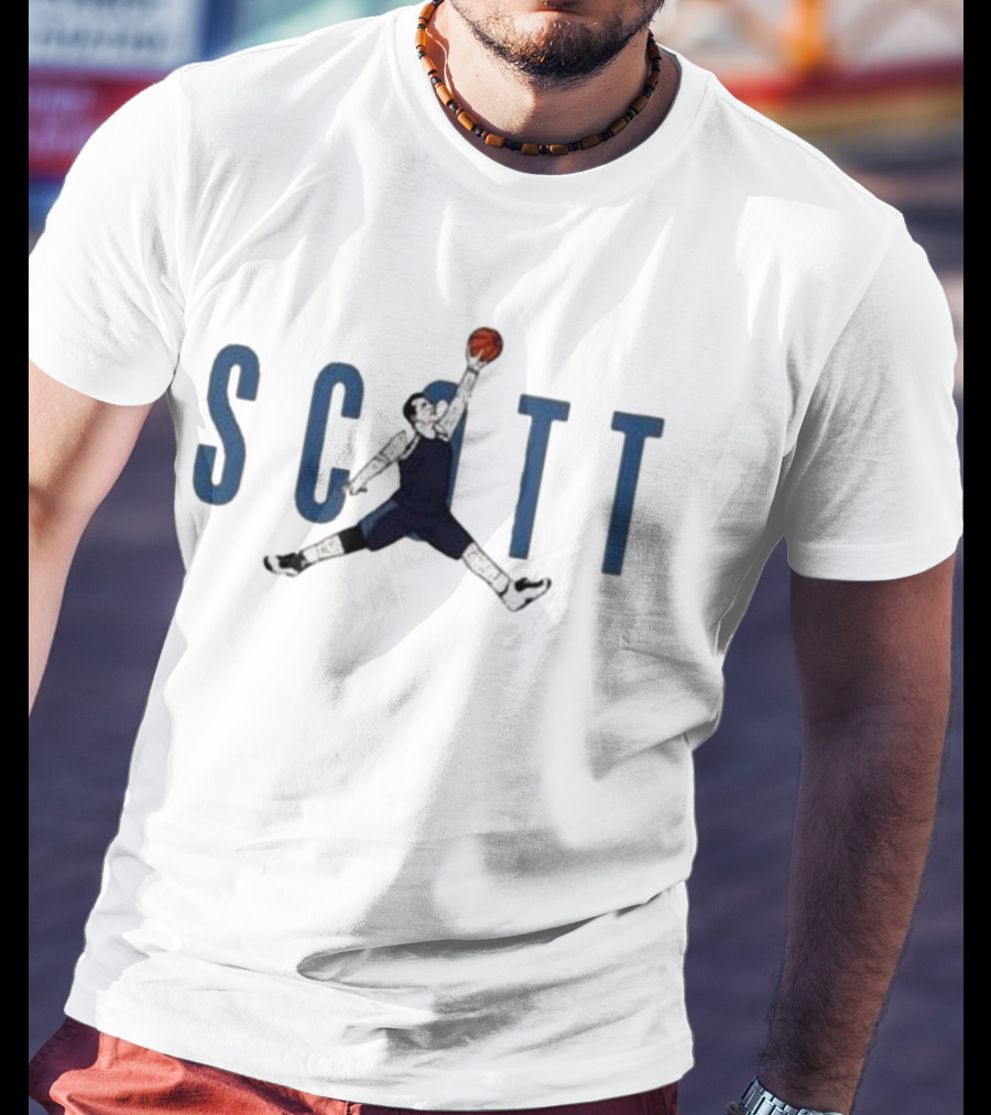 Scott Dunking Pose Parody Jordan Style The Office T-Shirt