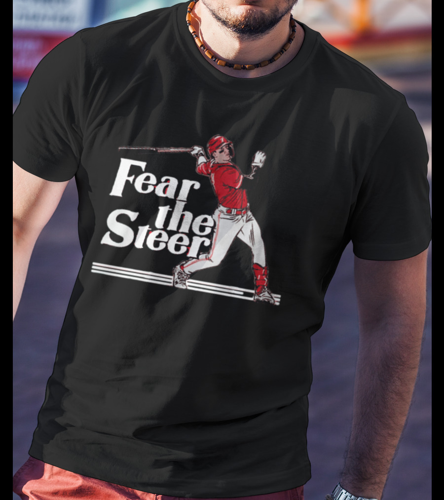 Fear The Steer SS Baseball Player In Red Jersey T-Shirt