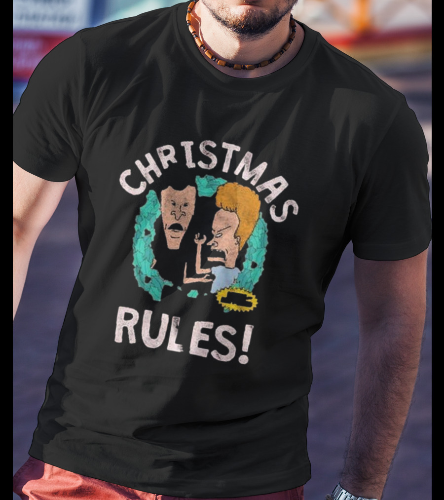 Christmas Rules Beavis And Butt-Head Wreath T-Shirt