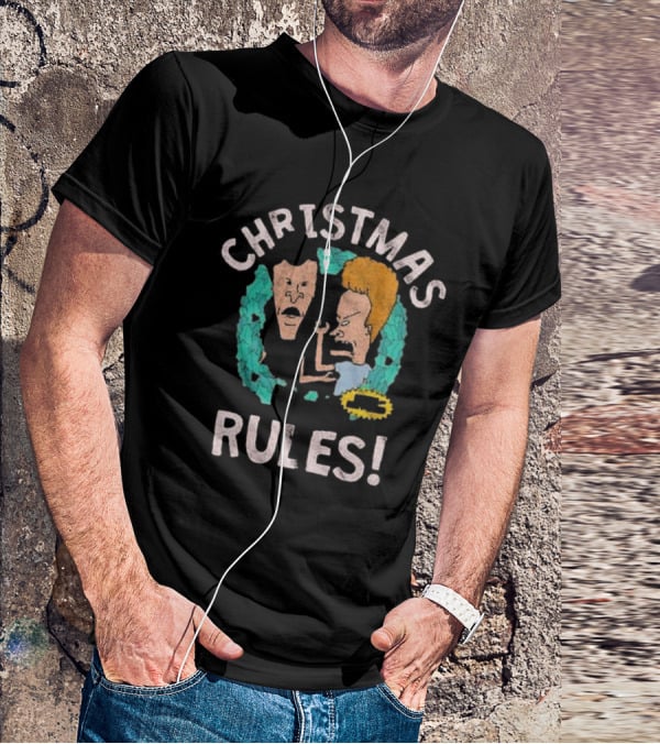 Christmas Rules Beavis And Butt-Head Wreath T-Shirt