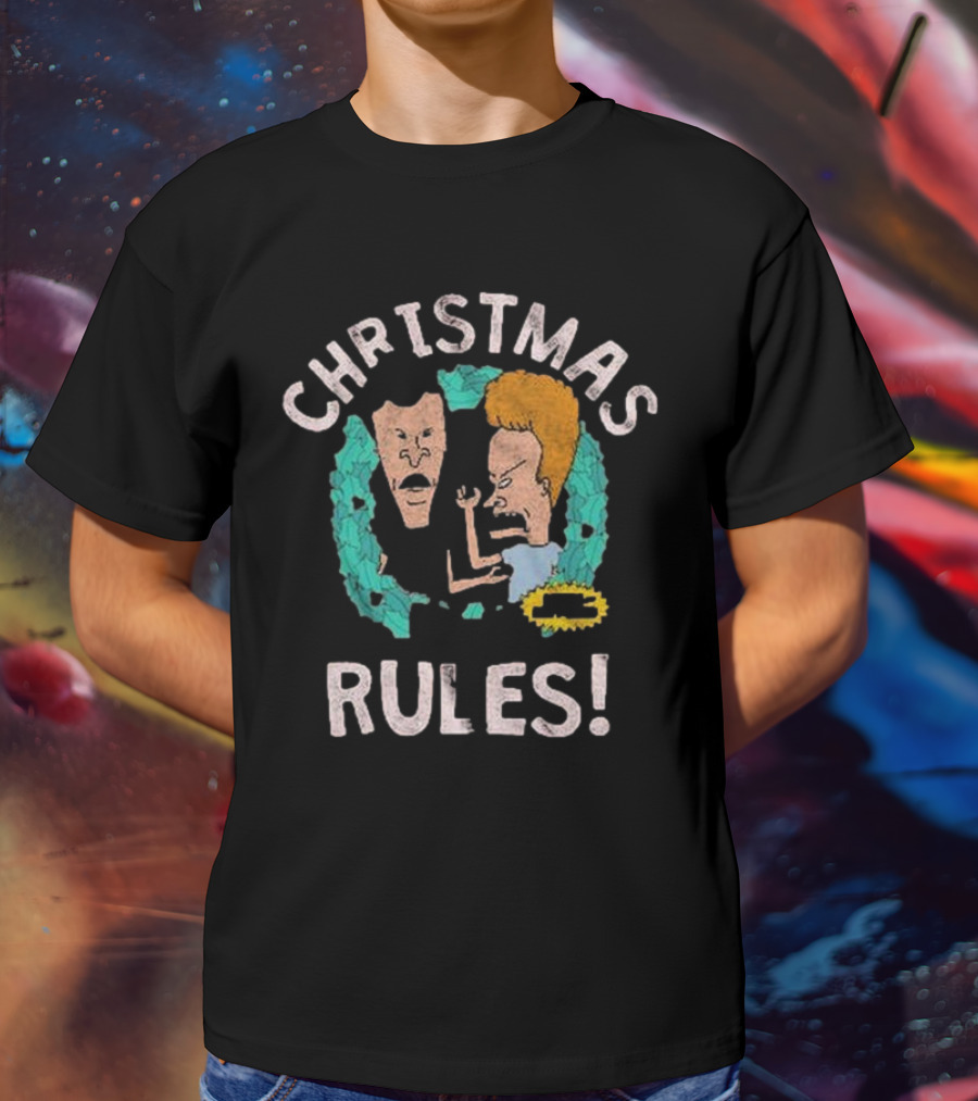 Christmas Rules Beavis And Butt-Head Wreath T-Shirt