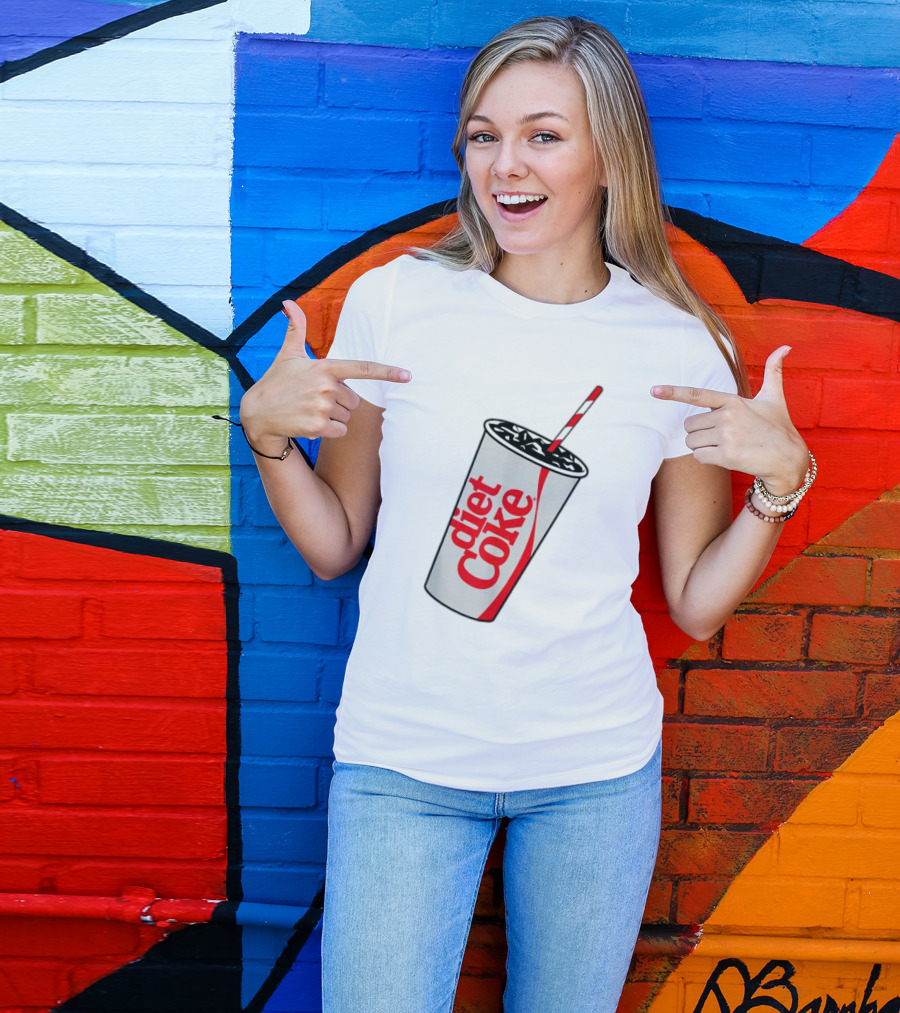 Coca-Cola Diet Coke Cup With Straw Heart Bubbles T-Shirt