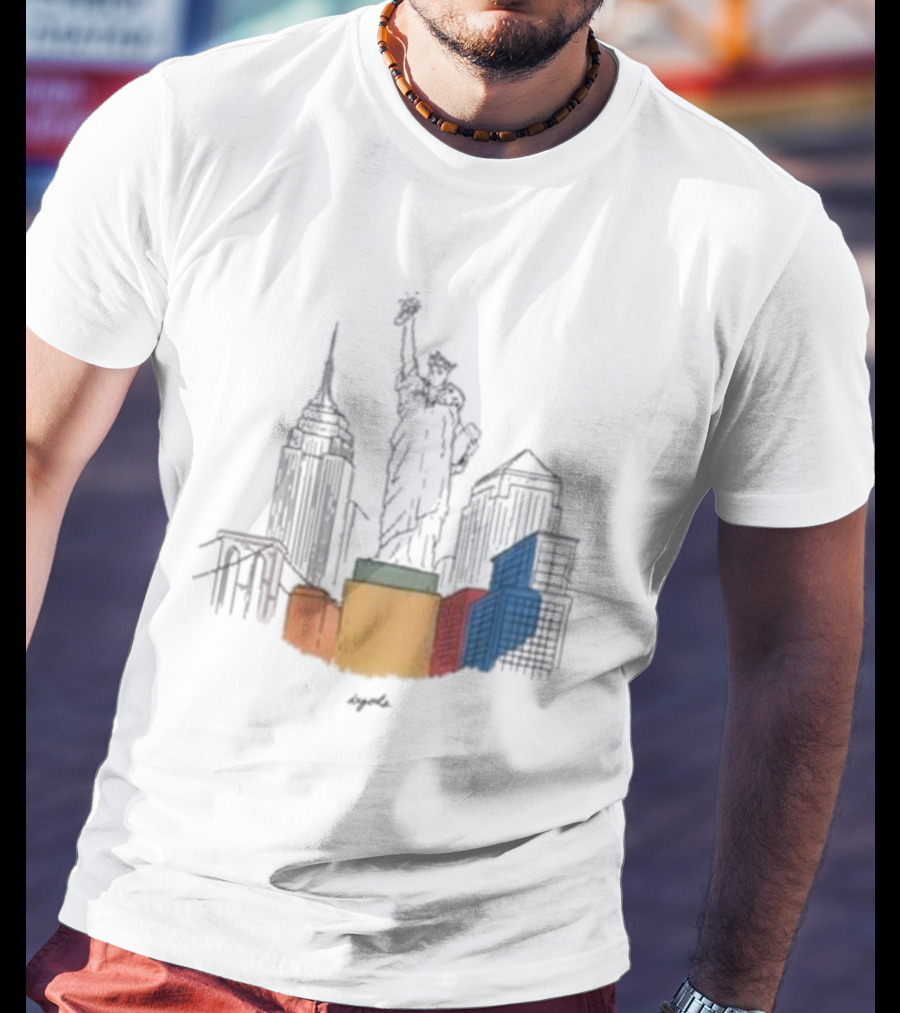 Nyc Degods Skyline Statue Colorful Blocks T-Shirt