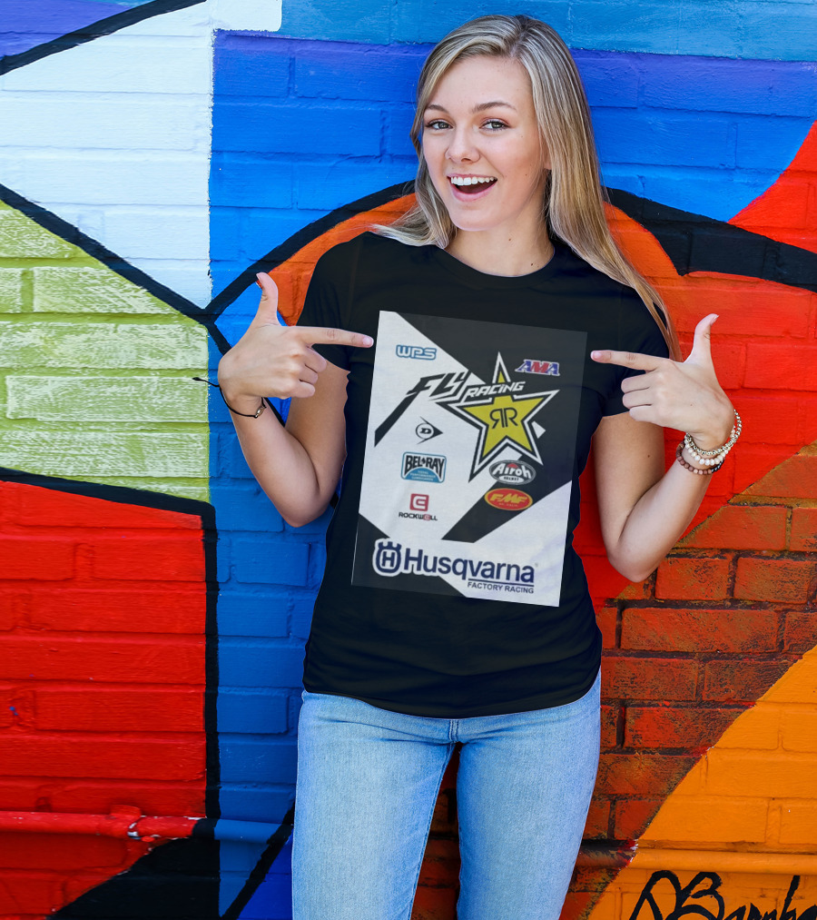 WPS AMA Fly Racing Rockstar Husqvarna Factory Racing Bel-Ray Airoh FMF Rockwell T-Shirt