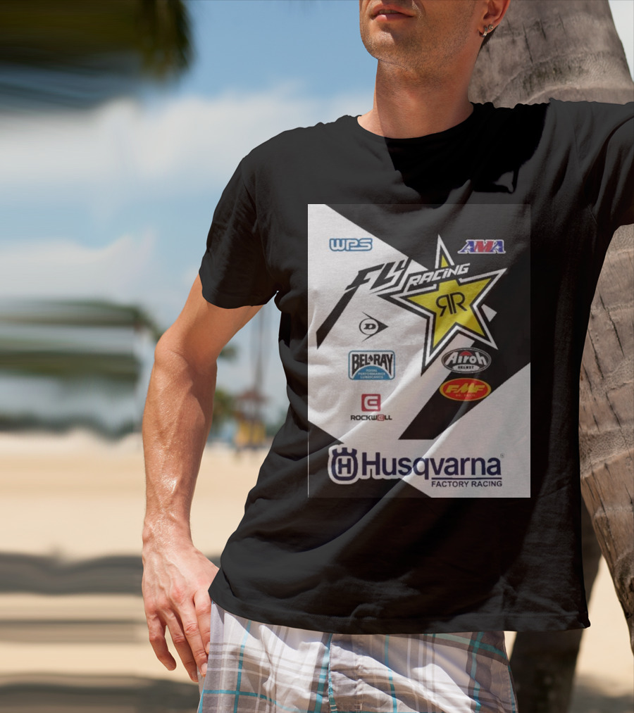 WPS AMA Fly Racing Rockstar Husqvarna Factory Racing Bel-Ray Airoh FMF Rockwell T-Shirt